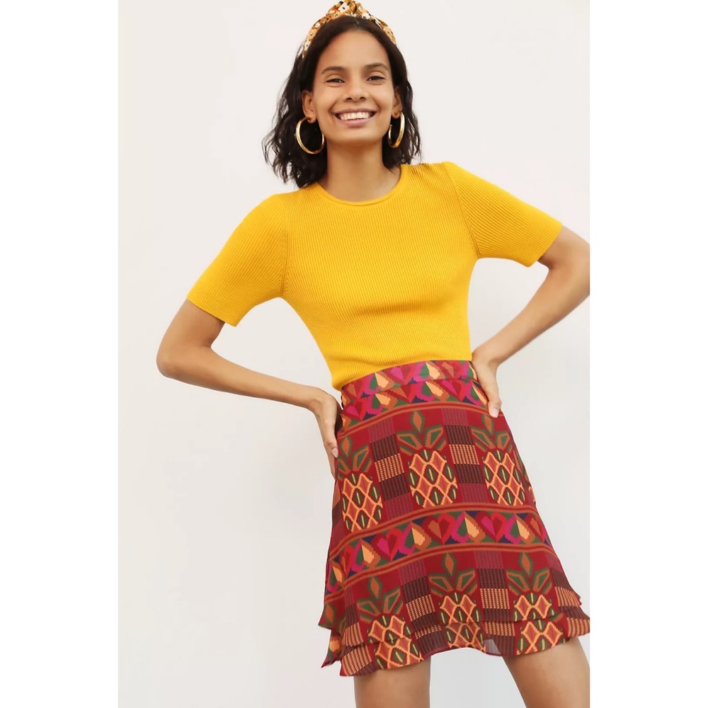 FARM Rio Multicolor Geometric Mini Skirt - Red, Pink, Green, Orange